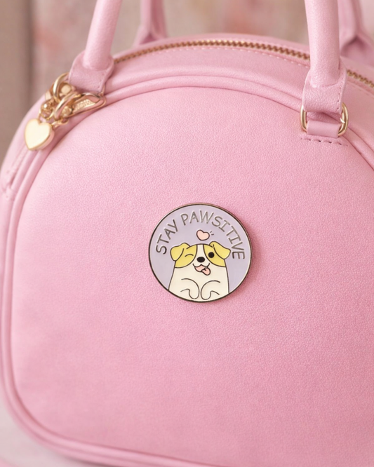 Stay Pawsitive Dog Brooch Enamel Pin