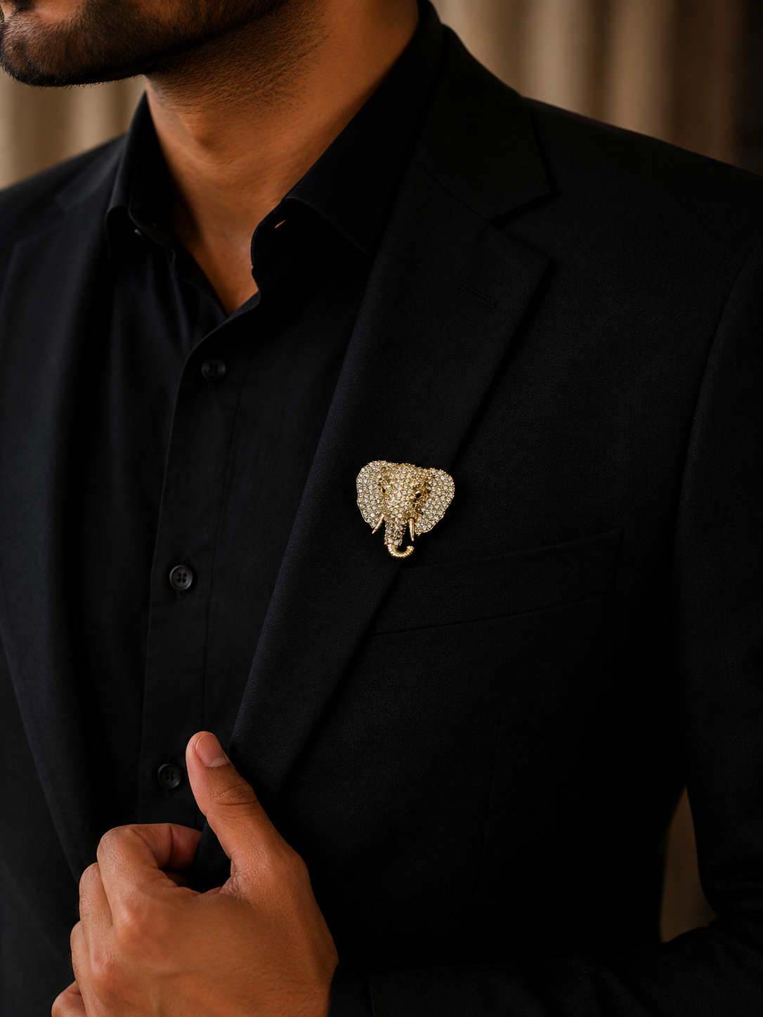 Luxury Elephant Crystal Brooch – Elegant Designer Animal Pin