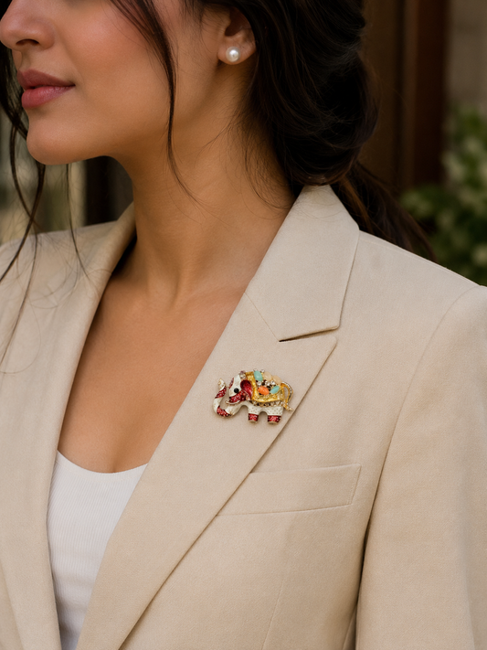 Luxury Elephant Brooch – Colorful Designer Elephant Pin