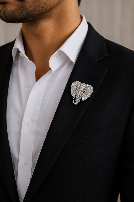 Silver Elephant Brooch – Elegant Statement Accessory for Men & Women