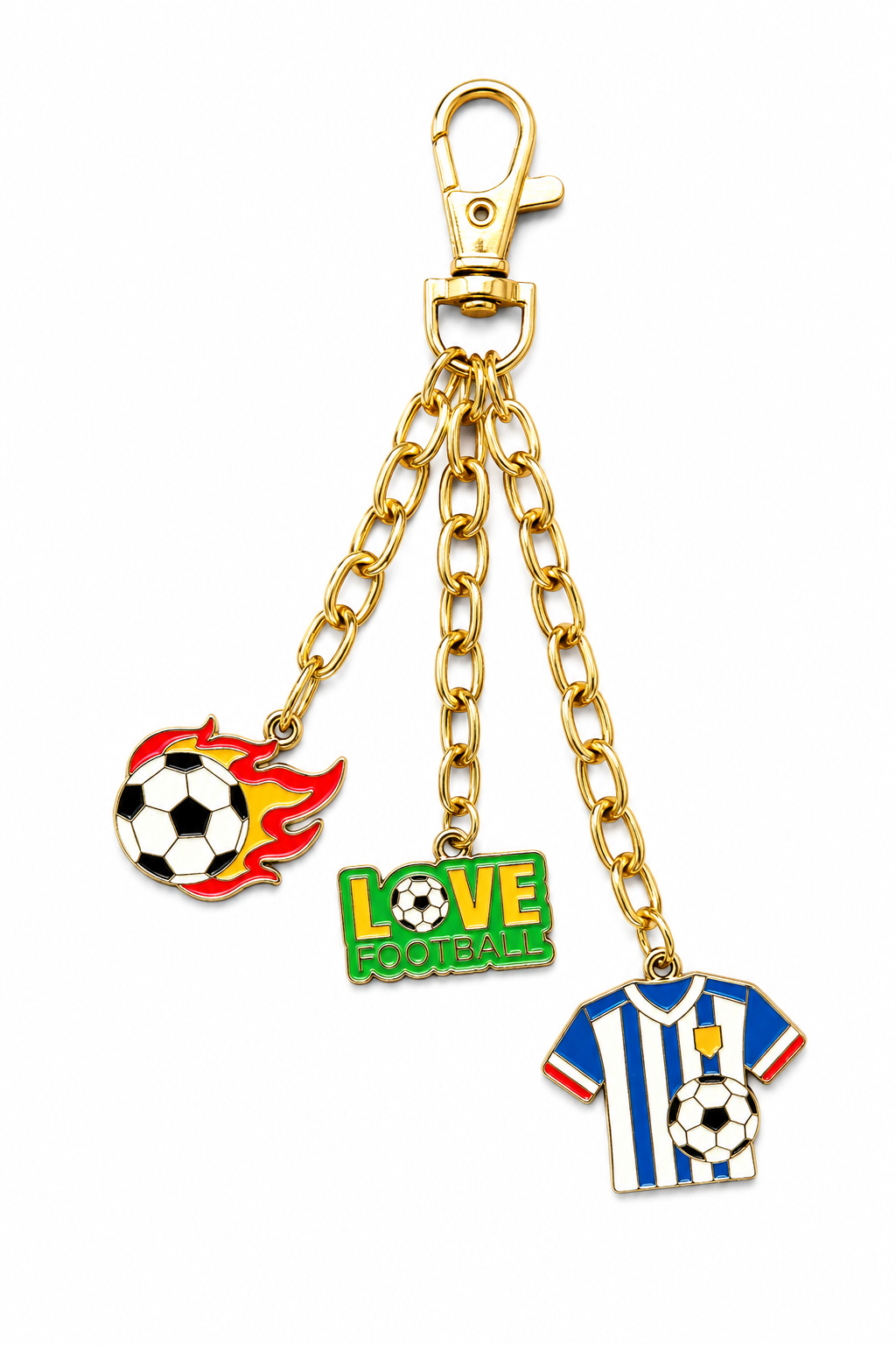 Football Lover Metal Keychain for Men & Boys – Premium Sports Theme Bag Charm & Key Ring