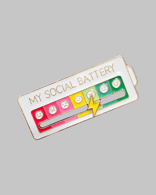 My Social Battery White Brooch Enamel Pin