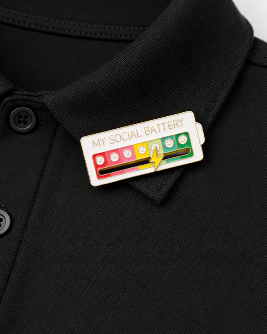My Social Battery White Brooch Enamel Pin