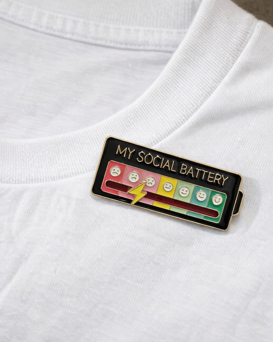 My Social Battery Black Brooch Enamel Pin