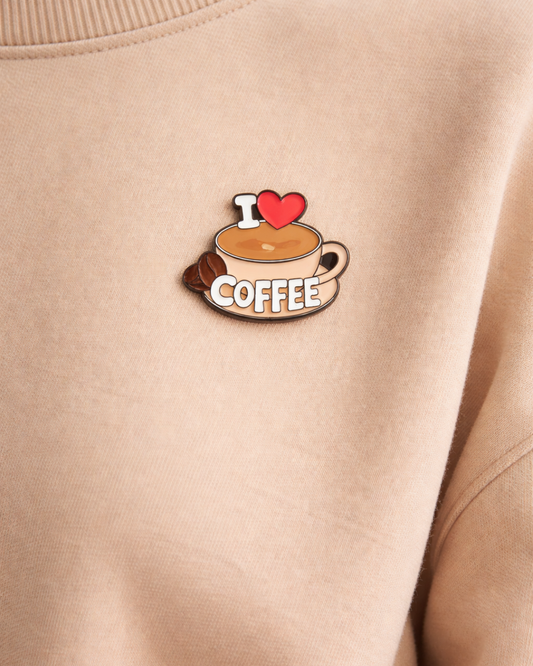 I Love Coffee Brooch Enamel Pin