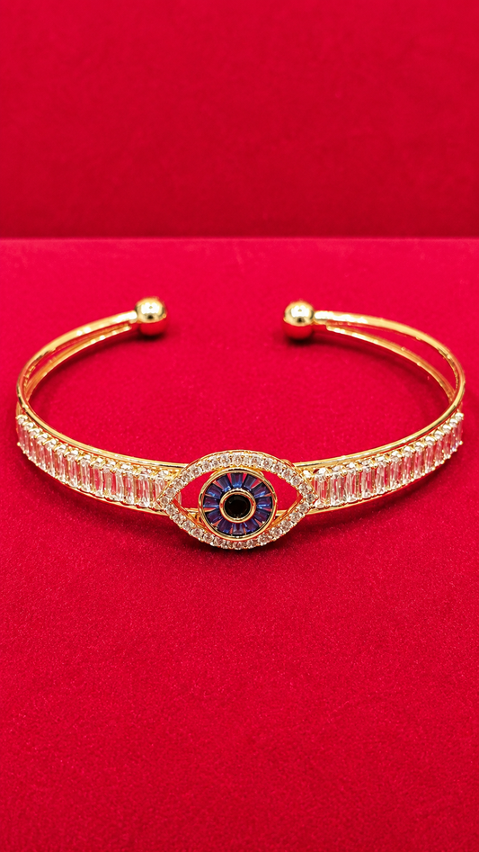 Luxury Evil Eye Crystal Kada for Women – Adjustable Gold Plated Designer Bracelet