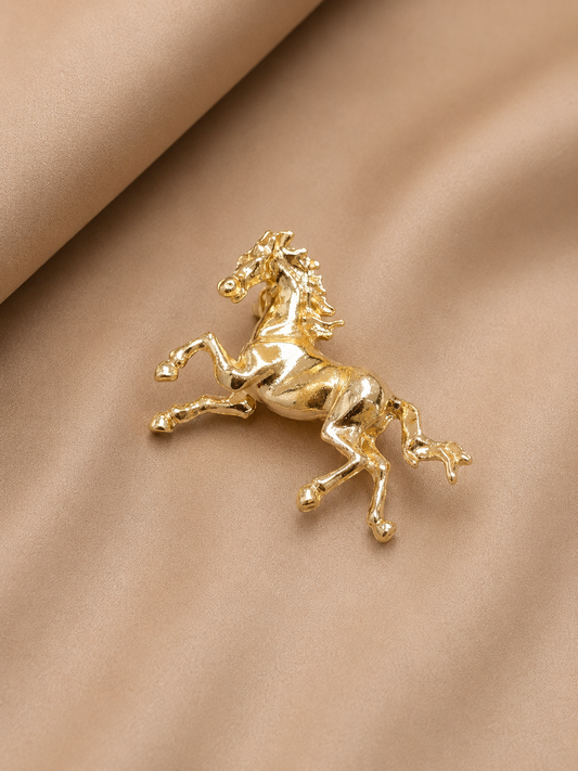 Golden Horse Brooch Pin – Luxury Animal Brooch for Men & Women