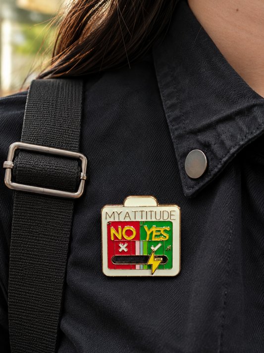 My Attitude Yes No Enamel Pin Badge – Trendy Motivational Metal Brooch for Bags, Jackets & Caps