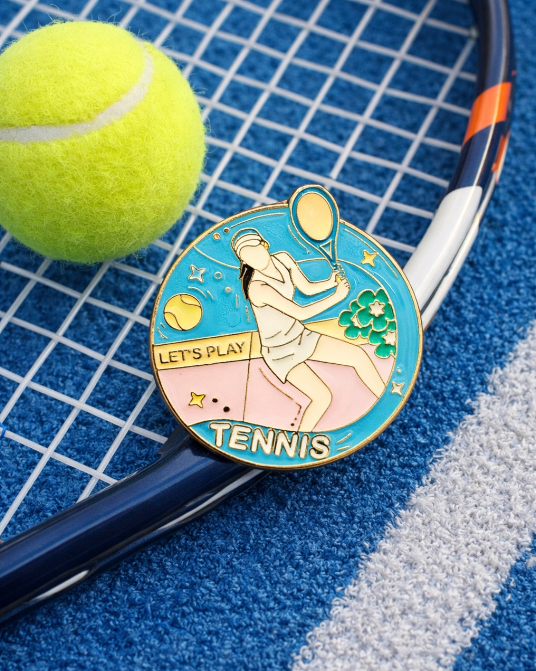 Long Tennis Brooch Enamel Pin