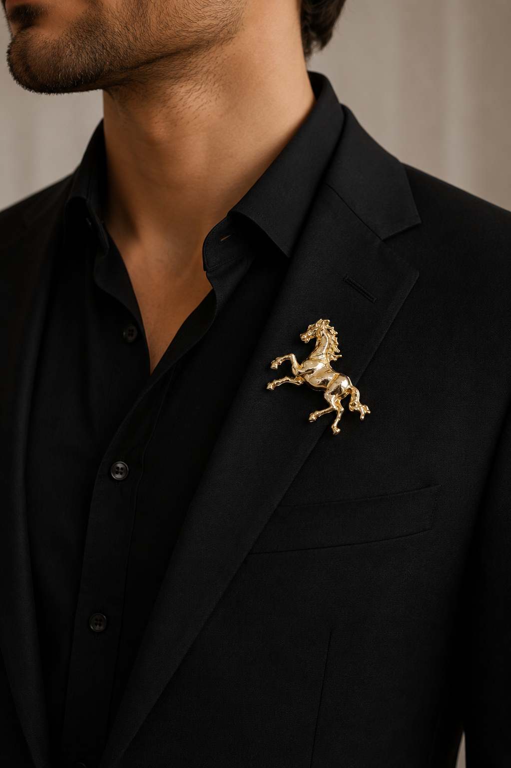 Golden Horse Brooch Pin – Luxury Animal Brooch for Men & Women