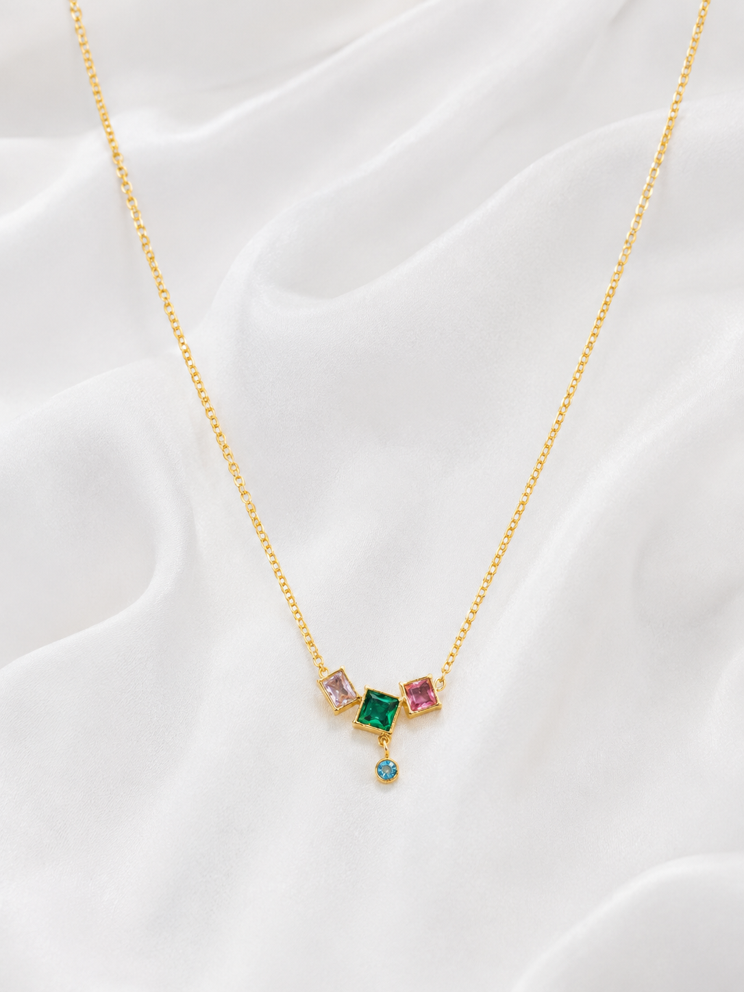 Aurora Multi-Stone Gold Plated Minimal Pendant Necklace for Women
