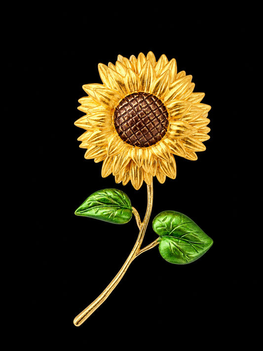 Elegant Sunflower Brooch Pin for Women & Men | Gold Floral Lapel Pin for Blazer, Saree & Dress