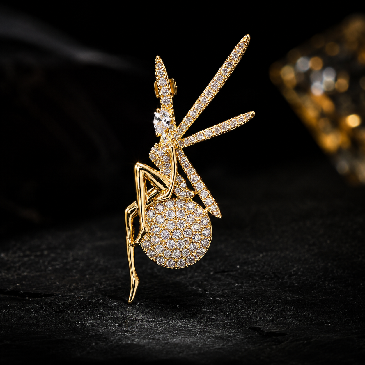 Luxury Fairy Crystal Brooch – Elegant Designer Statement Pin