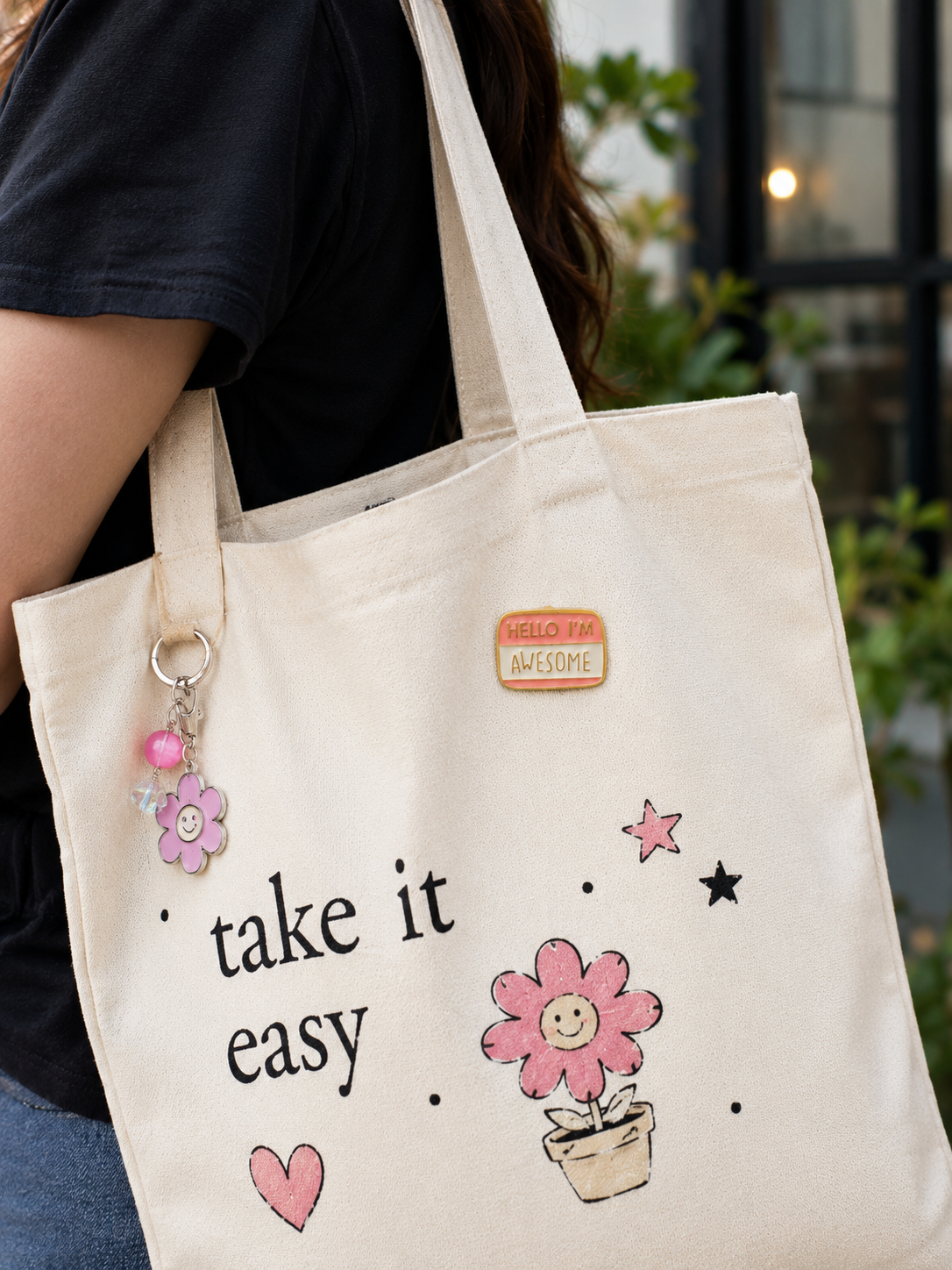 Hello I’m Awesome Enamel Pin Badge – Cute Motivational Brooch for Tote Bags, Jackets & Backpacks