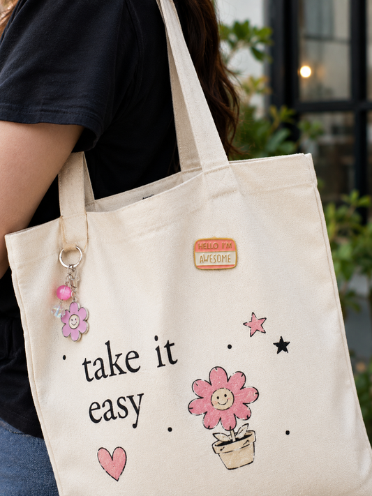 Hello I’m Awesome Enamel Pin Badge – Cute Motivational Brooch for Tote Bags, Jackets & Backpacks