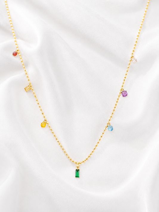Celeste Multi-Stone Gold Beaded Necklace for Women