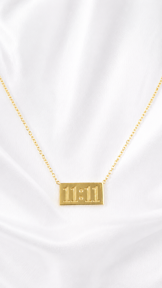 11:11 Gold Plated Minimalist Necklace for Women – Trendy Lucky Number Pendant Chain