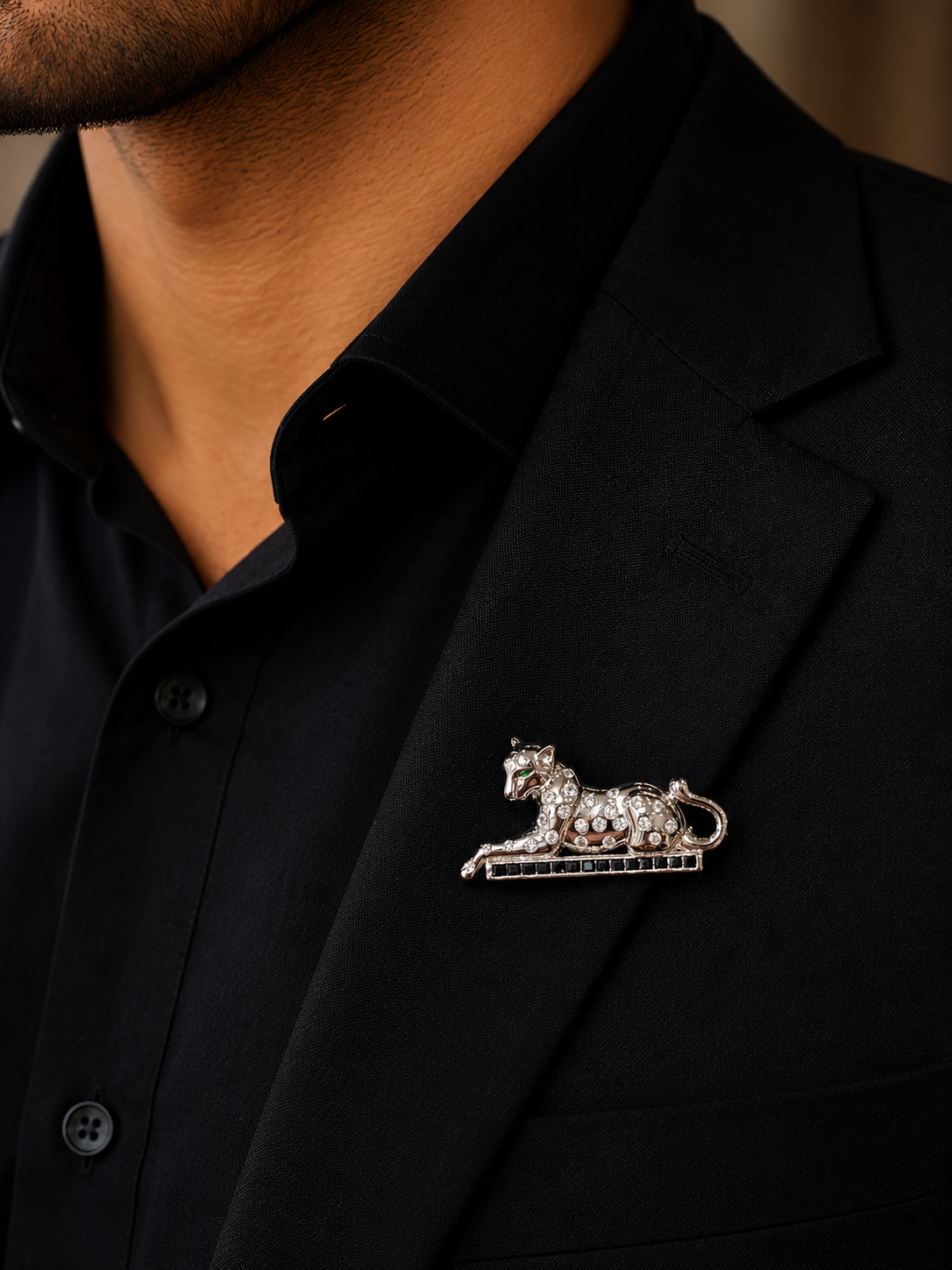 Luxury Panther Crystal Brooch – Elegant Designer Animal Pin