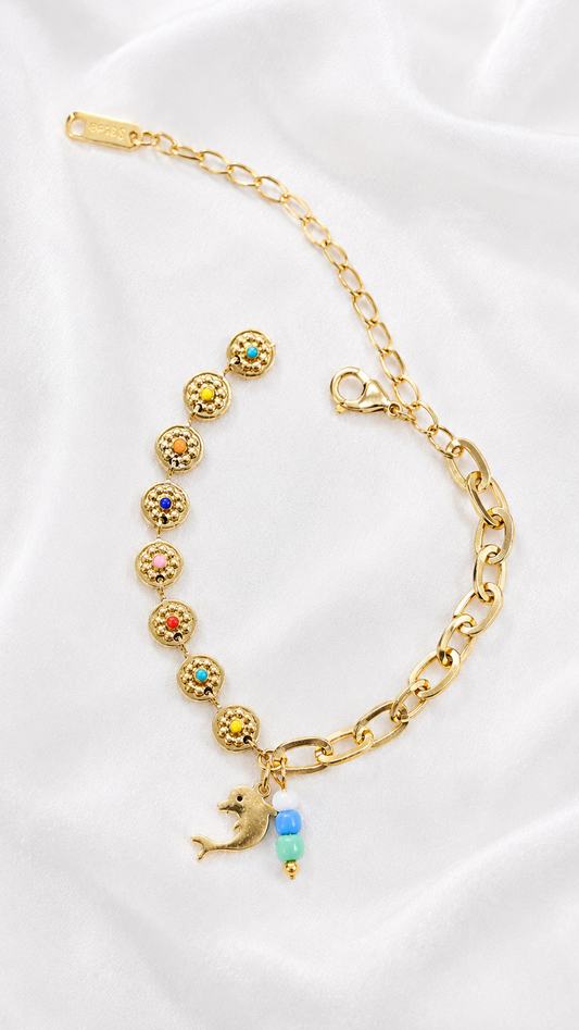 Boho Dolphin Charm Gold Bracelet for Women