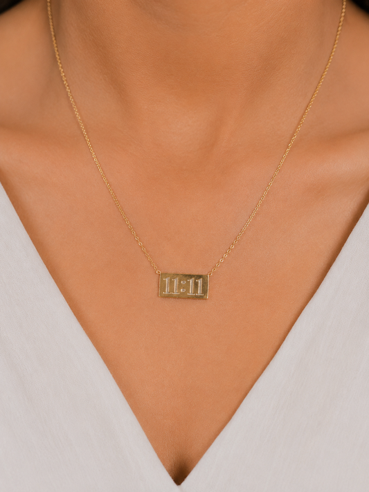 11:11 Gold Plated Minimalist Necklace for Women – Trendy Lucky Number Pendant Chain